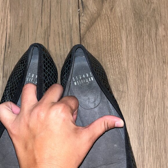 Stuart Weitzman Black Snakeskin Textured Ballet Flats. 7.5 Womens - Picture 4 of 7